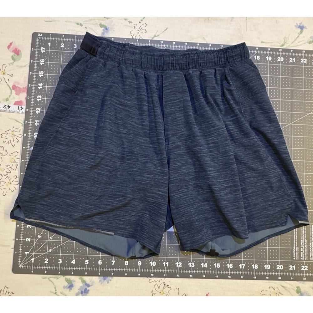 Lululemon Surge Lined Shorts 6 Blue Space Dye Heathered Mens Running Training
